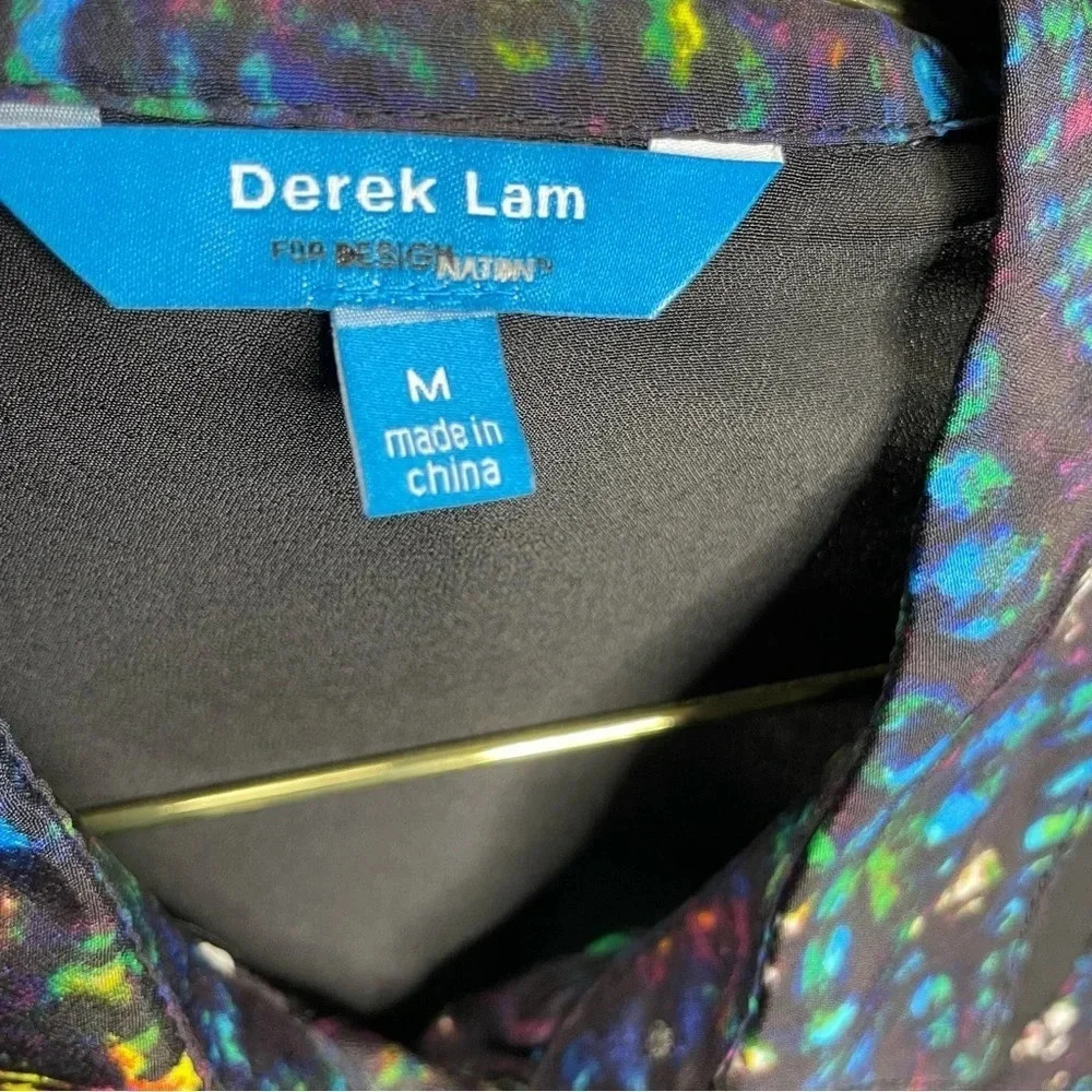 Derek Lam Abstract Art to Wear Multi Color Button Down Top - Picture 7 of 8